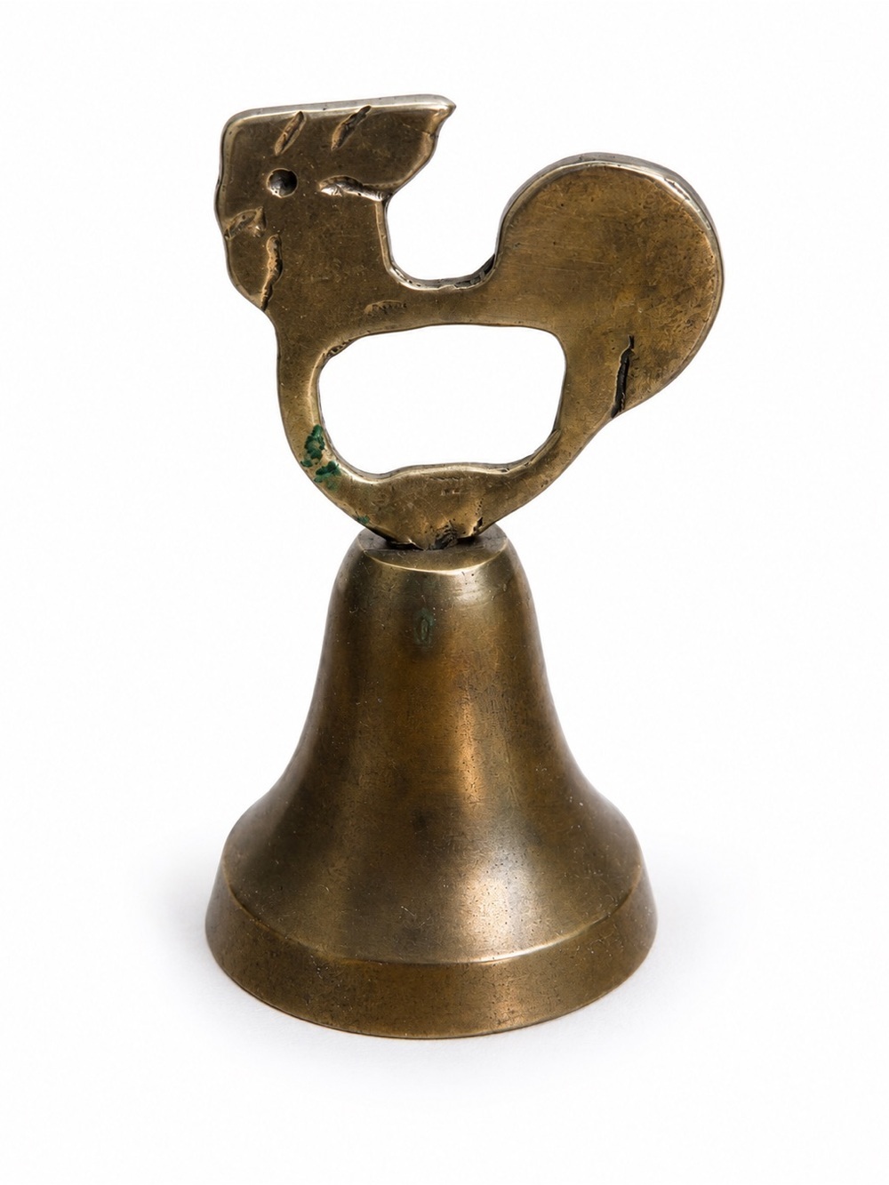 Vintage Solid Brass Rooster Chicken Hand Bell Scandinavian MCM Farmhouse Decor
